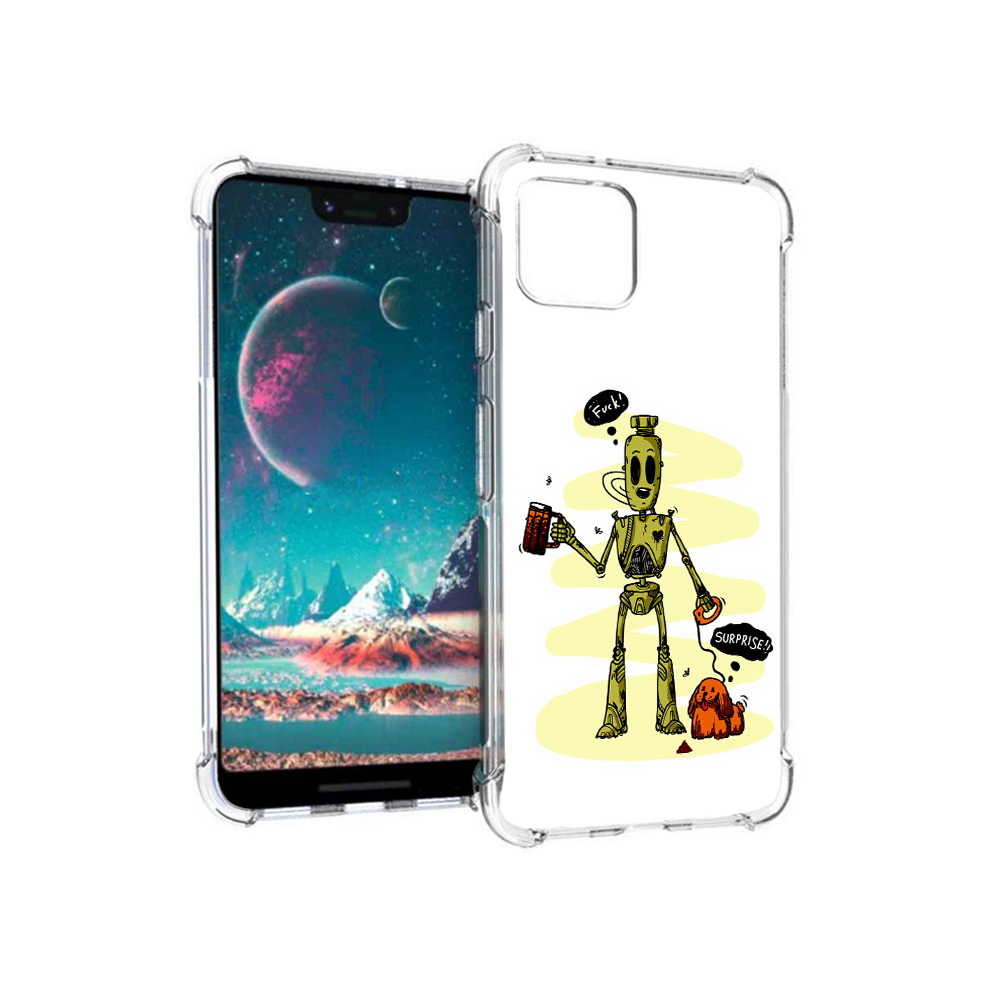 

Чехол MyPads Tocco для Google Pixel 4 прикольный робот, Прозрачный, Tocco