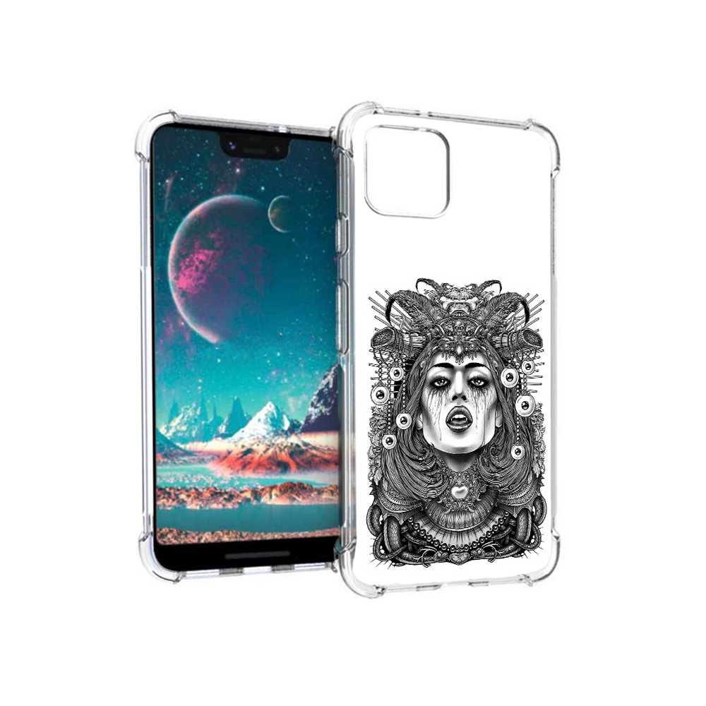 

Чехол MyPads Tocco для Google Pixel 4 портрет девушки черно белый, Прозрачный, Tocco
