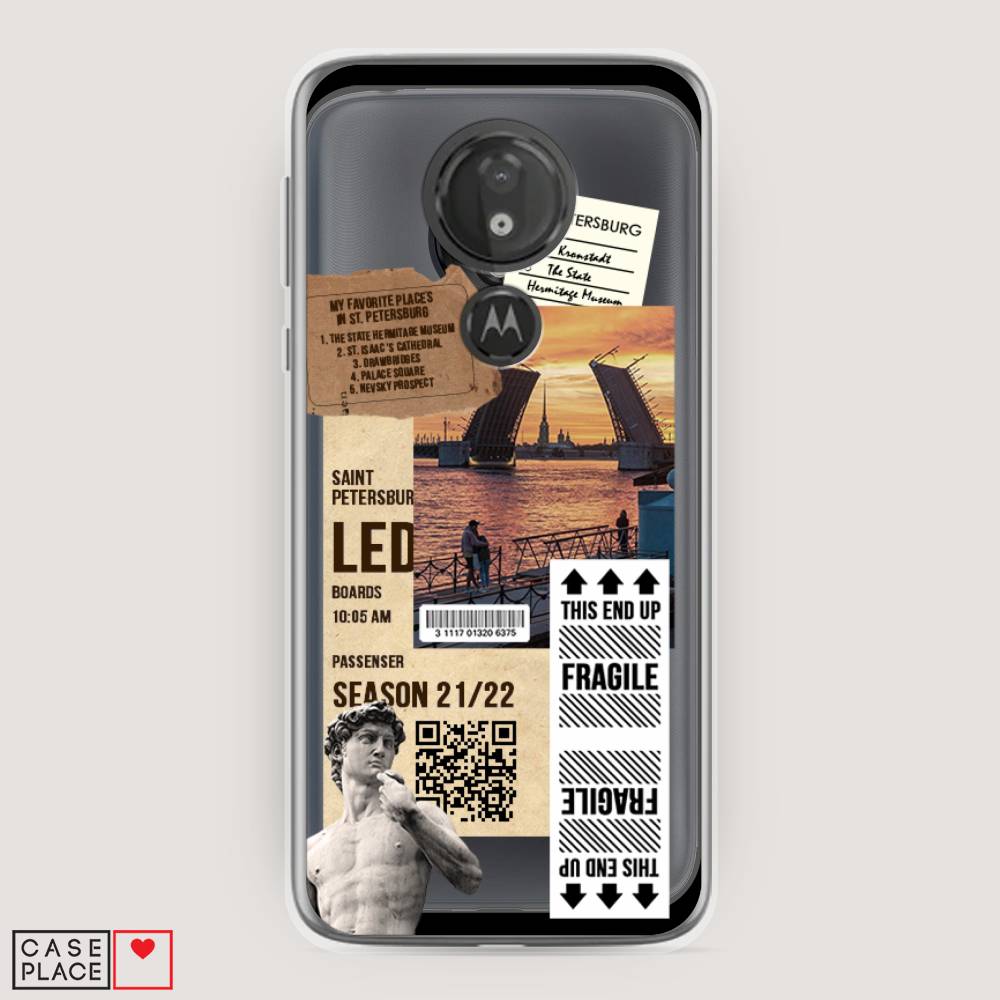 

Чехол на Motorola Moto G7 Power "Санкт-Петербург коллаж", Коричневый;бежевый;белый, 241350-6