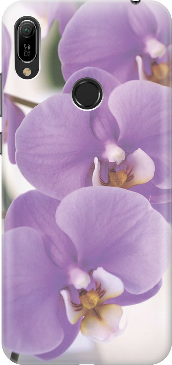 

Чехол на Honor 8A/8A Pro/Huawei Y6 (2019)/Y6 Prime (2019) "Сиреневые орхидеи", Фиолетовый;серый, 180