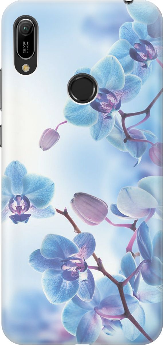 

Чехол на Honor 8A/8A Pro/Huawei Y6 (2019)/Y6 Prime (2019) "Голубые орхидеи", Голубой;серый, 180