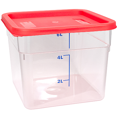 

Контейнер квадратный 6л 230х230х180 мм крышка красная BORA
