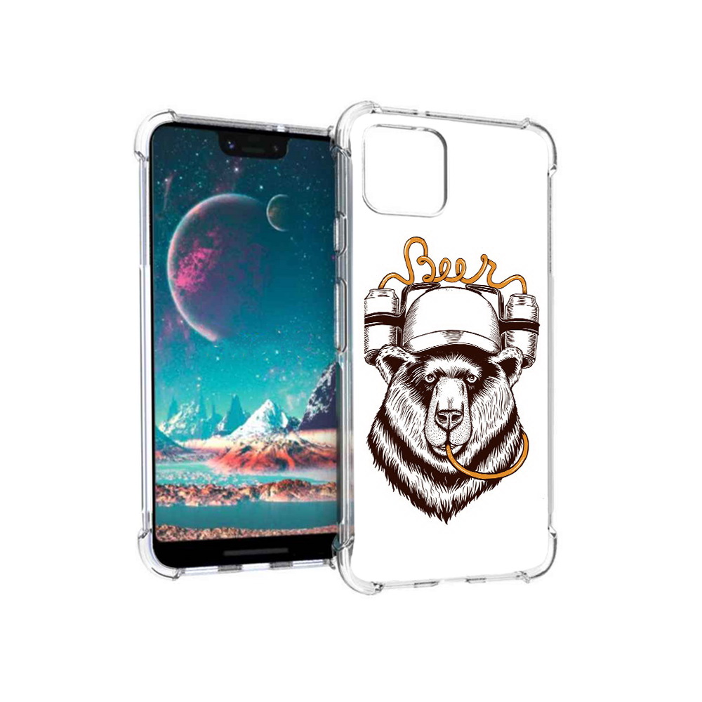 

Чехол MyPads Tocco для Google Pixel 4 пивной медведь, Прозрачный, Tocco
