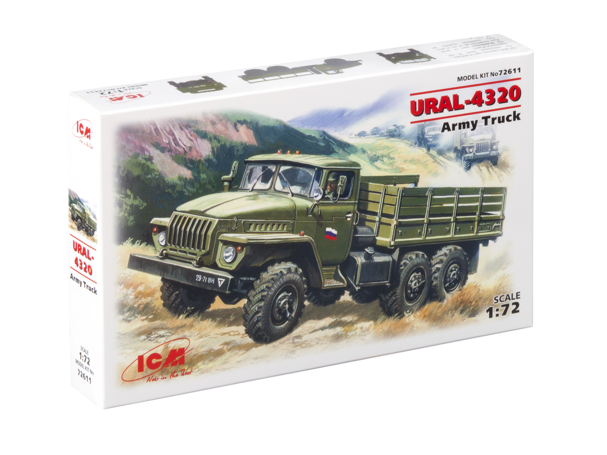 

Сборная модель ICM 1/72 Армейский грузовой автомобиль УРАЛ-4320 72611