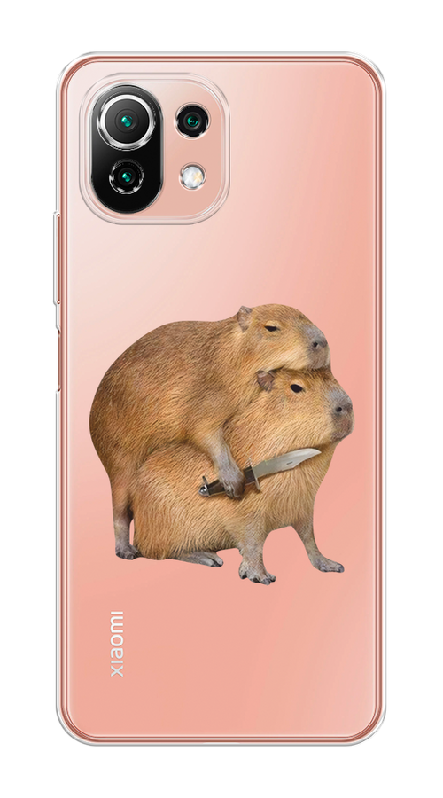 

Чехол на Xiaomi Mi 11 Lite/5G NE "Капибара с ножом", Бежевый, 310250-1