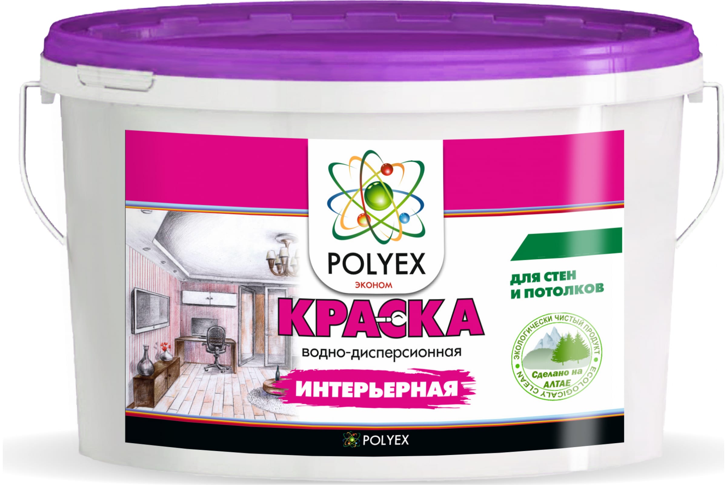 фото Polyex краска для стен и потолков интерьерная 7кг 1шт ут-00006916