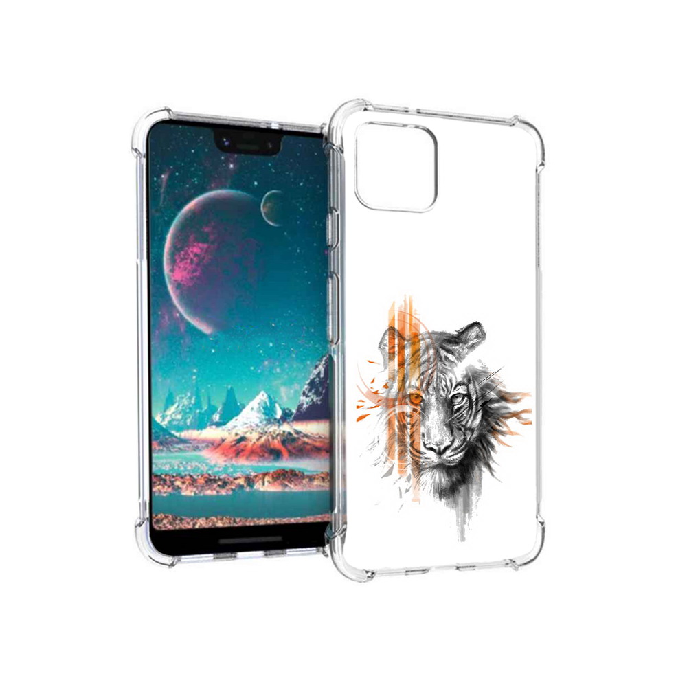 

Чехол MyPads Tocco для Google Pixel 4 огненный тигр, Прозрачный, Tocco
