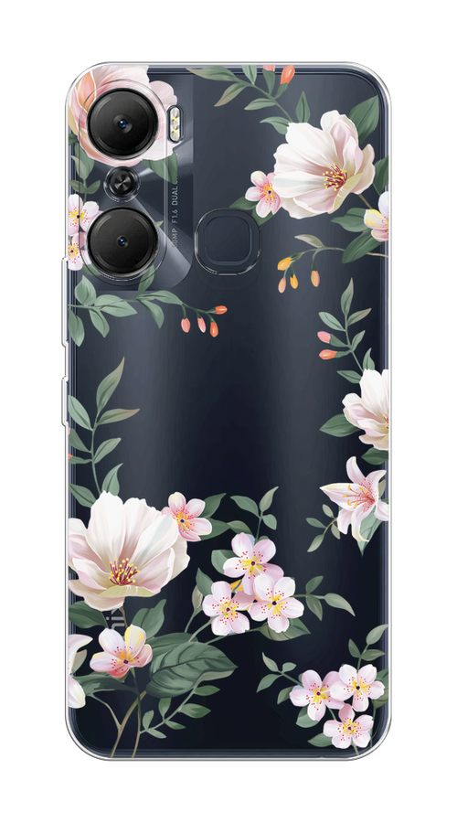 

Чехол на Infinix Hot 12 Pro "Beautiful white flowers", Бежевый;зеленый, 3102450-1