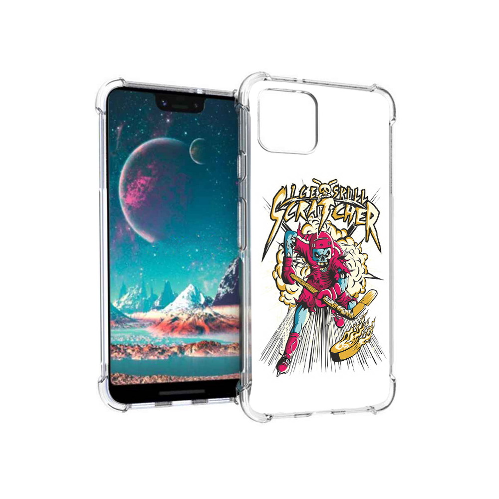 

Чехол MyPads Tocco для Google Pixel 4 нарисованный скелет хоккеист, Прозрачный, Tocco