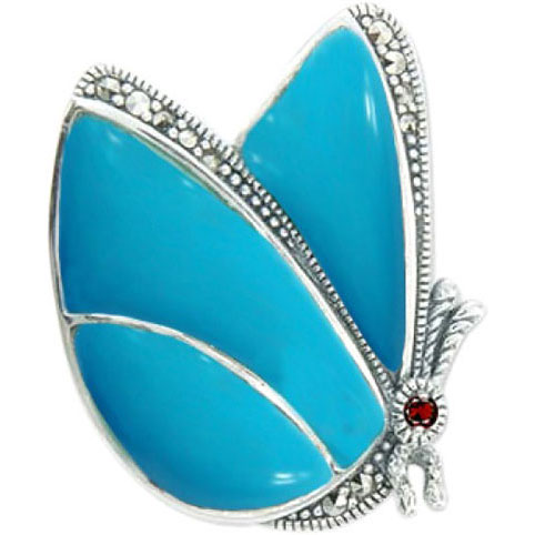 

Брошь из серебра с гранатом/бирюзой Марказит HB635-birjuza-mr, HB635-birjuza-mr