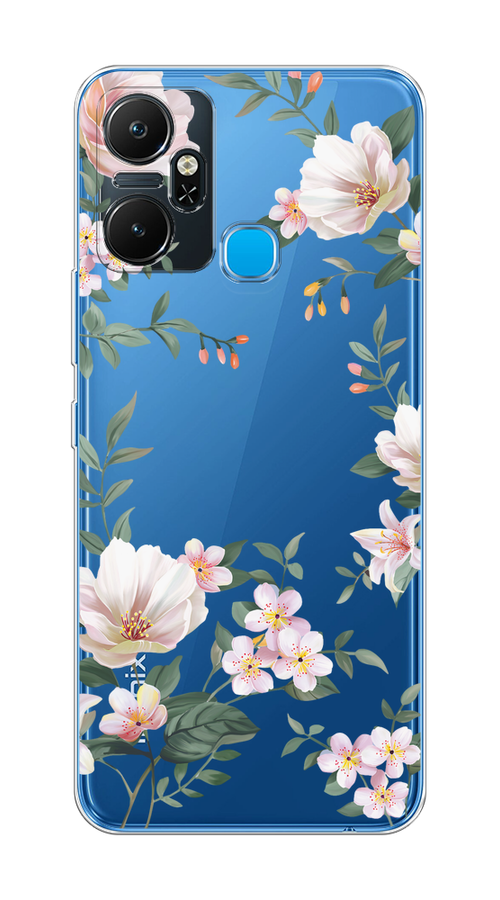 

Чехол на Infinix Smart 6 Plus "Beautiful white flowers", Бежевый;зеленый, 3102350-1