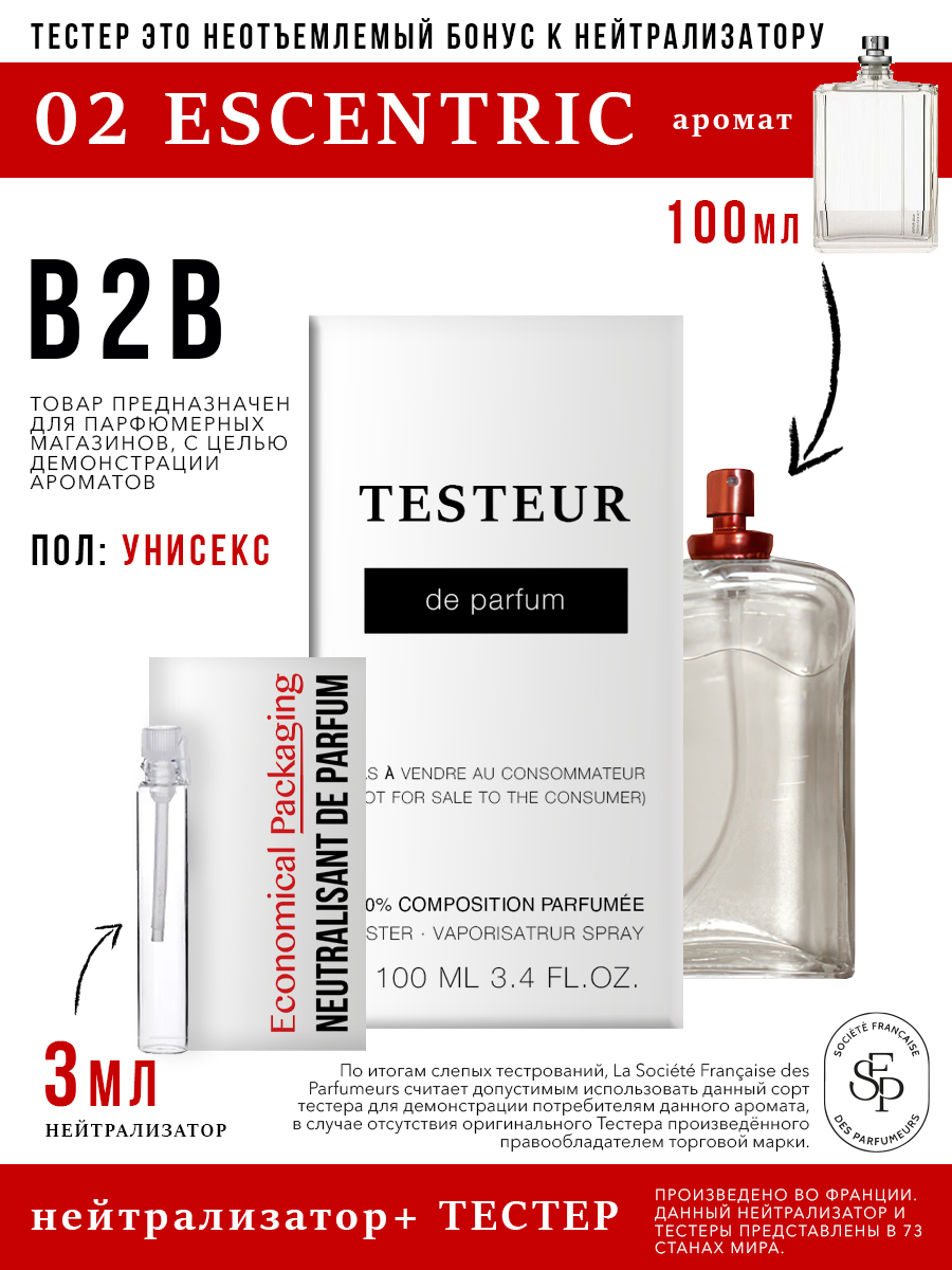 Нейтрализатор Economical Packaging Бонус Testeur 02 Escentric унисекс 3мл 100мл