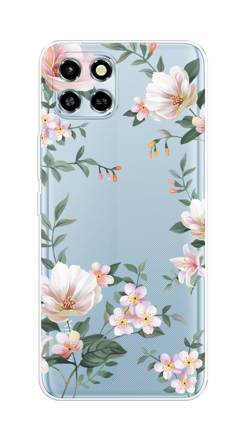 

Чехол на Infinix SMART 6 HD "Beautiful white flowers", Бежевый;зеленый, 3101650-1