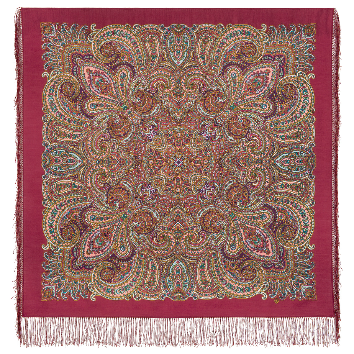 

Платок женский Павловопосадский платок 1895 красный/бордовый, 125х125 см, 1895