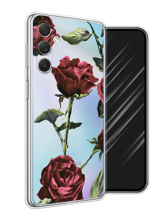 

Чехол Awog на Samsung Galaxy M54 "Бордовые розы фон", Бордовый, 2108250-8