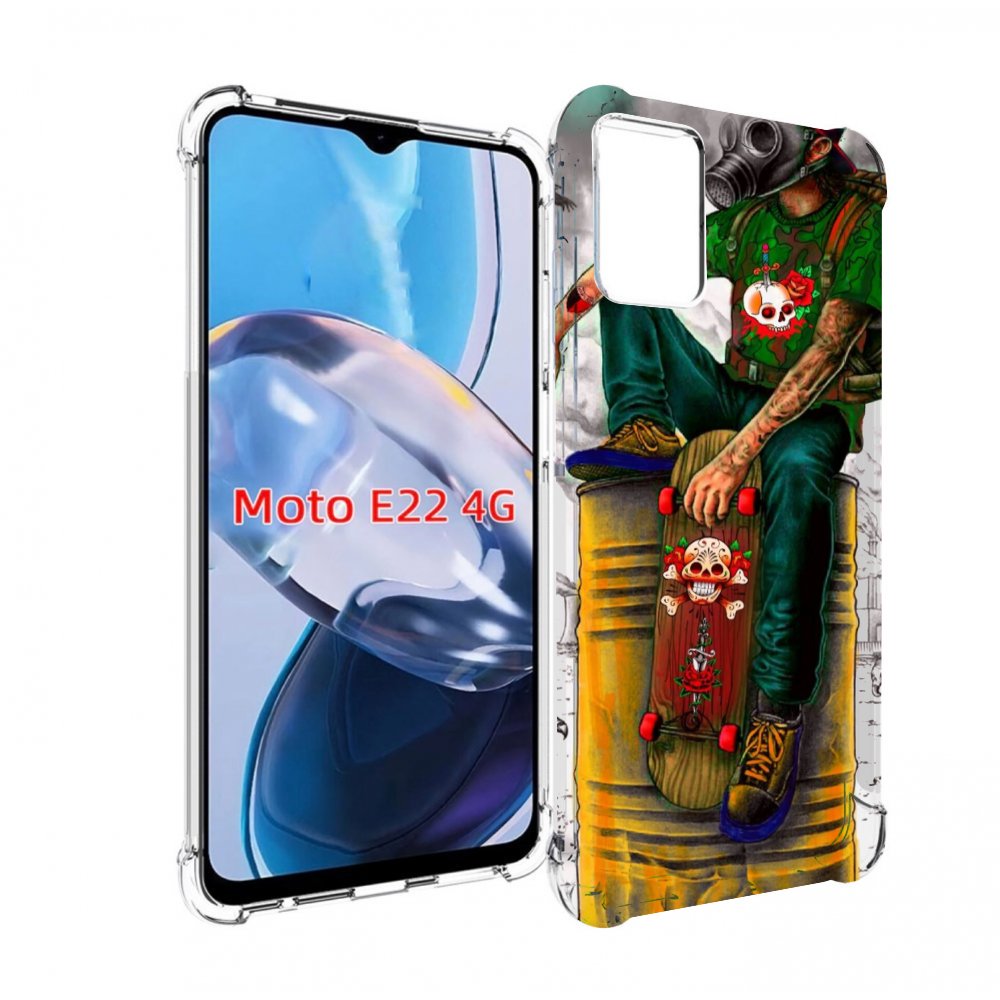 

Чехол MyPads скейтер в противогазе для Motorola Moto E22 4G / E22i 4G, Прозрачный, Tocco