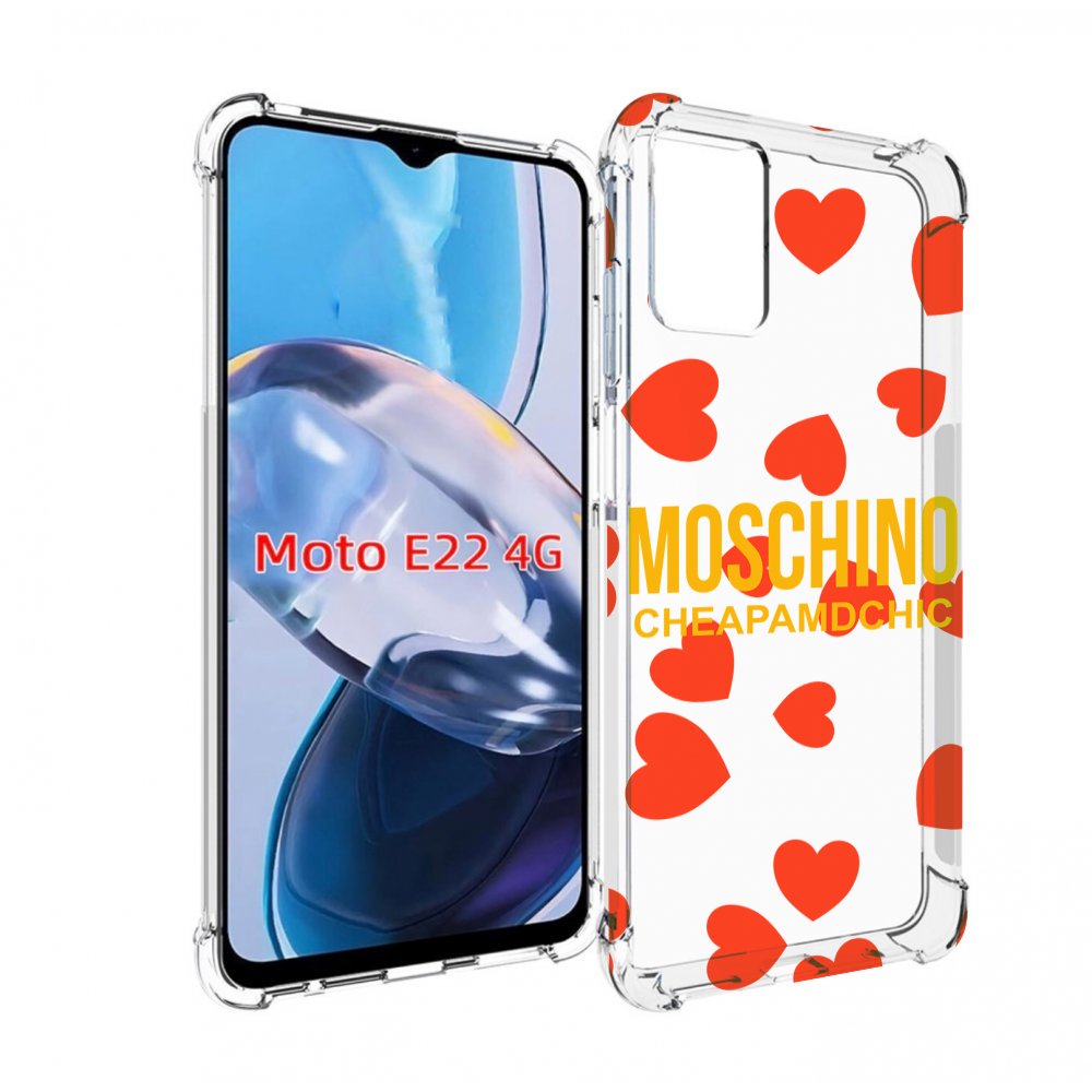 

Чехол MyPads сердца-москино для Motorola Moto E22 4G / E22i 4G, Прозрачный, Tocco