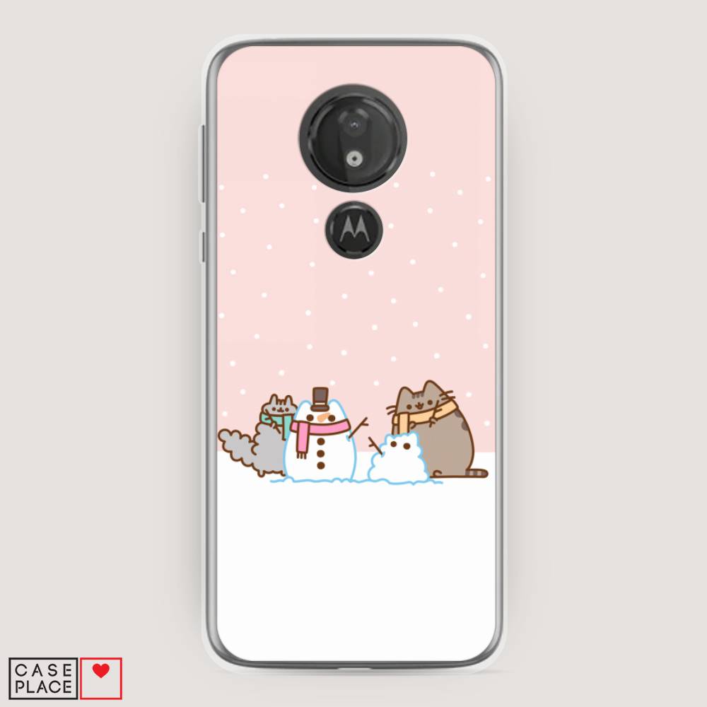 

Чехол на Motorola Moto G7 Power "Котики в снегу", Розовый;белый;серый, 241350-5