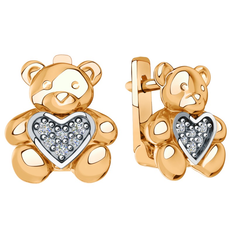 

Серьги из красного золота Санис 01-218420, фианит, 01-218420