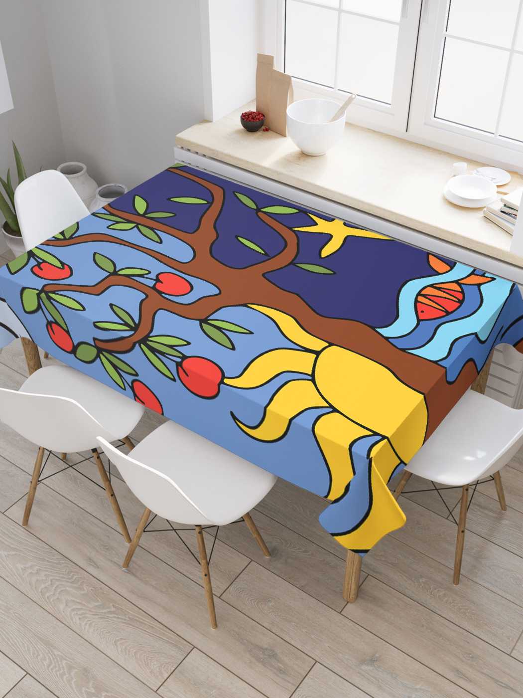 

Скатерть прямоугольная JoyArty "Красочная сказка" из сатена, 120x145 см, Розовый, Красочная сказка