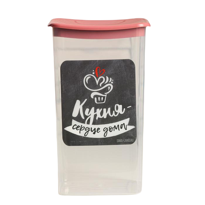 

Банка для сыпучих продуктов «Кухня - сердце дома!» 1.9 л, Прозрачный