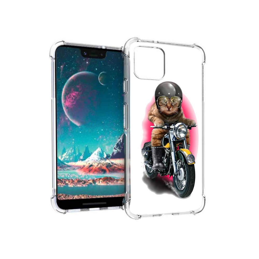 

Чехол MyPads Tocco для Google Pixel 4 мото-кот, Прозрачный, Tocco