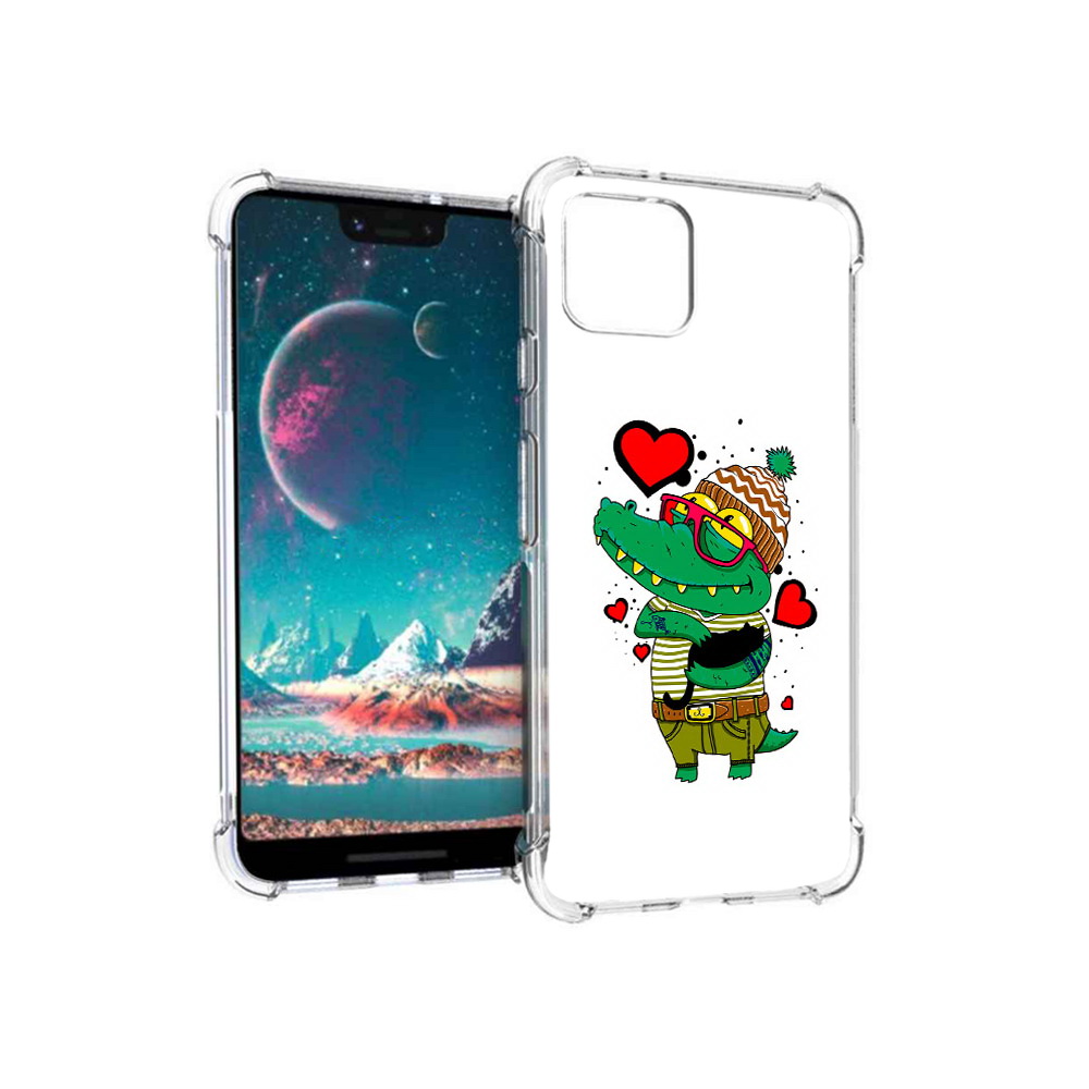 

Чехол MyPads Tocco для Google Pixel 4 Влюбленный крокодил, Прозрачный, Tocco