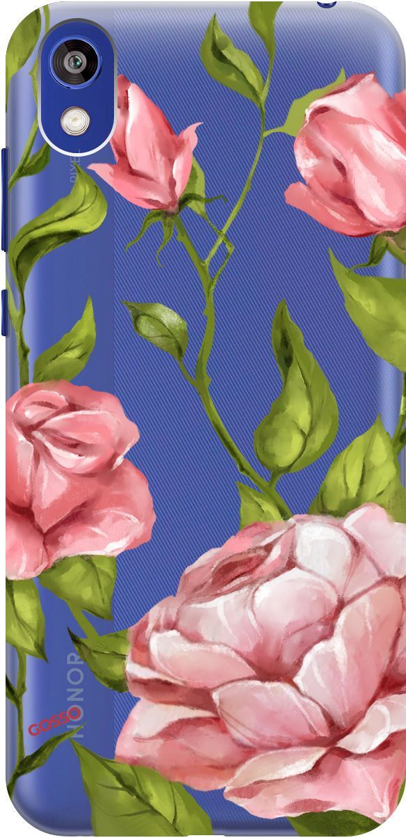 

Чехол на Honor 8S/Huawei Y5 (2019) "Amazing Roses" прозрачный, Прозрачный;белый, 677