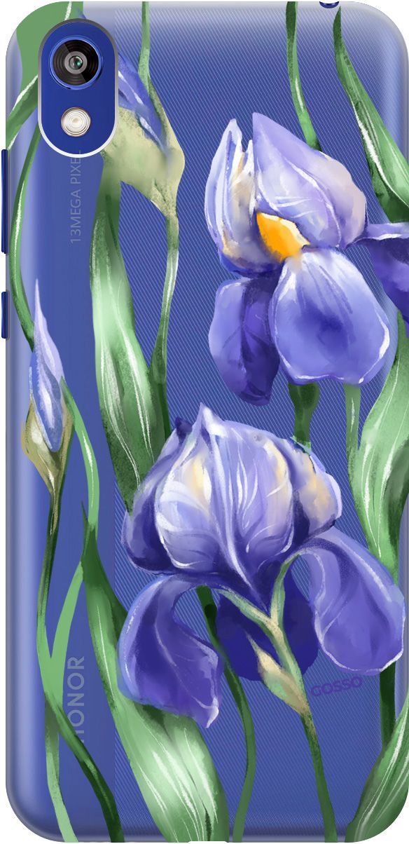 

Чехол на Honor 8S/Huawei Y5 (2019) "Amazing Irises" прозрачный, Прозрачный;белый, 677