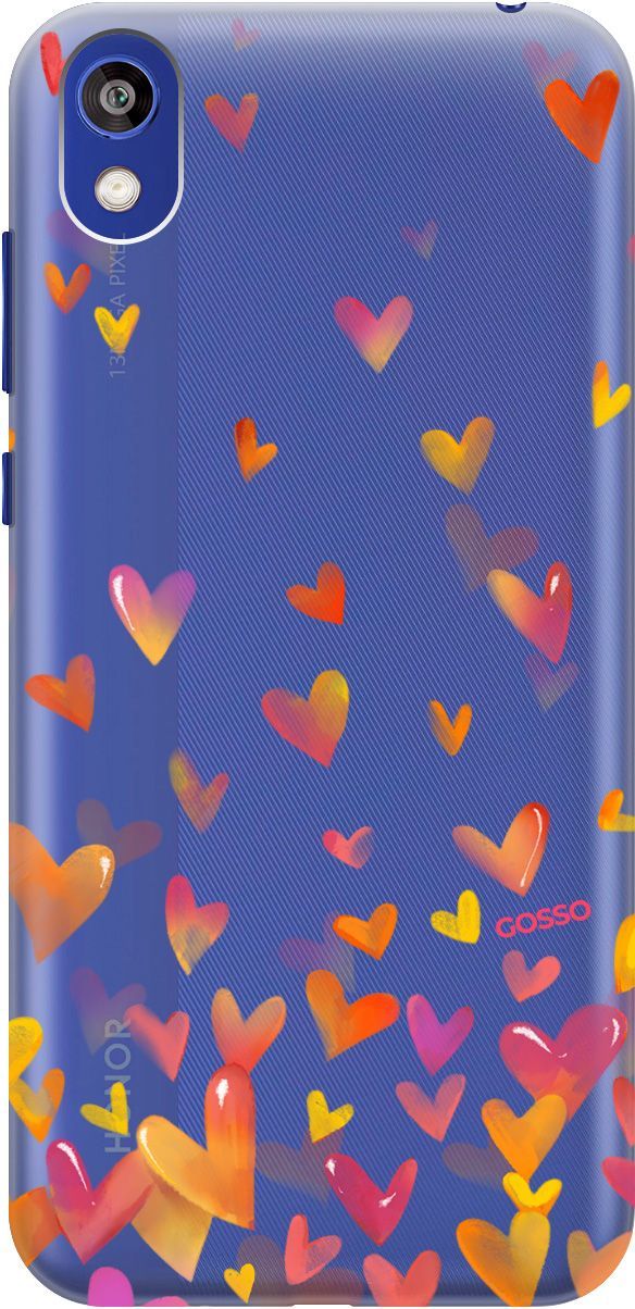 

Чехол на Honor 8S/Huawei Y5 (2019) "Flying Hearts" прозрачный, Прозрачный;желтый, 677