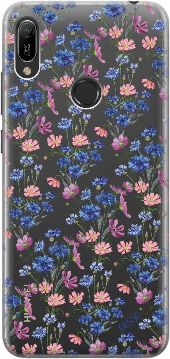 

Чехол на Honor 8A/8A Pro/Huawei Y6 (2019) "Lovely Cornflowers" прозрачный, Прозрачный;голубой, 179
