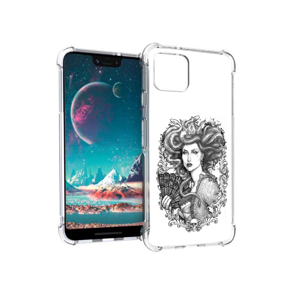 

Чехол MyPads Tocco для Google Pixel 4 медуза черно белый, Прозрачный, Tocco
