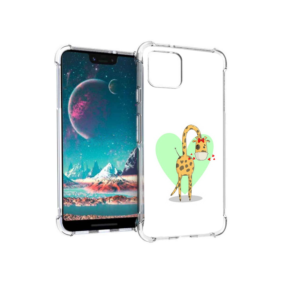 

Чехол MyPads Tocco для Google Pixel 4 Влюбленный жираф 14 февраля, Прозрачный, Tocco