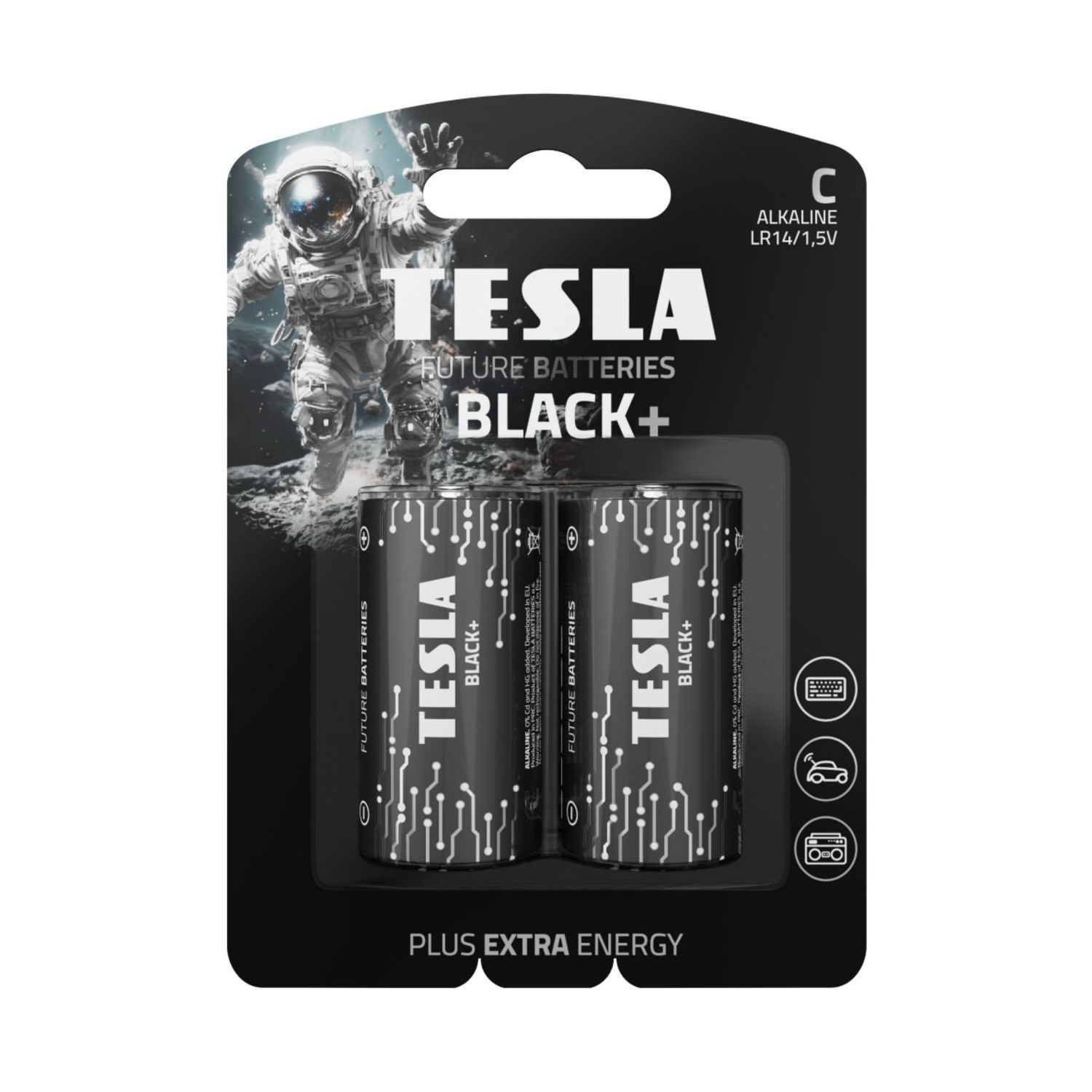 Батарейка алкалиновая TESLA BATTERIES C BLACK+ 2шт