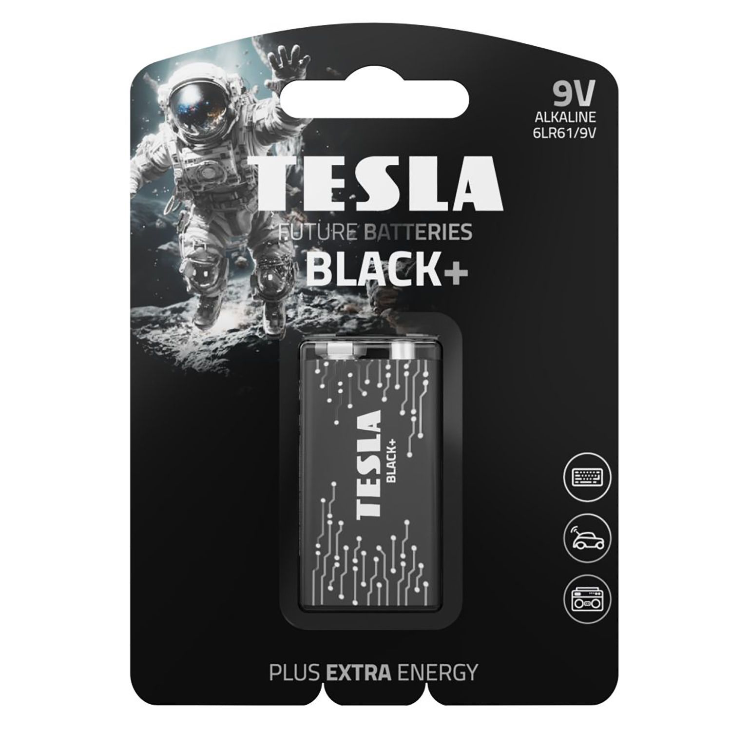 Батарейка алкалиновая TESLA BATTERIES 9V BLACK+ 1шт