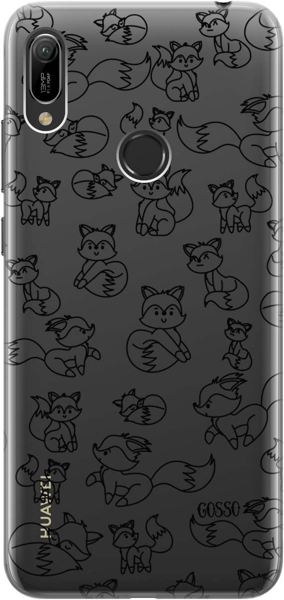 

Чехол на Honor 8A/8A Pro/Huawei Y6 (2019)/Y6 Prime (2019) "Funny Foxes" прозрачный, Прозрачный;черный, 179