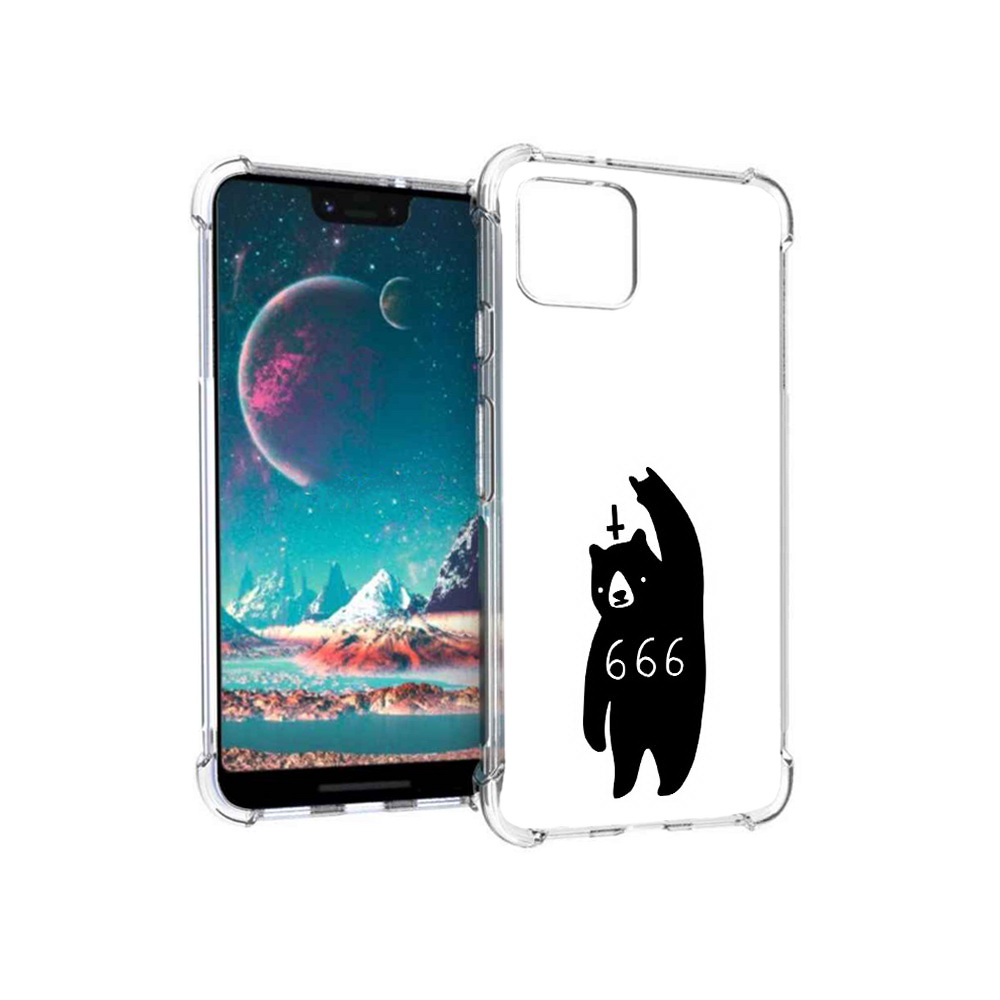

Чехол MyPads Tocco для Google Pixel 4 медведь 666, Прозрачный, Tocco