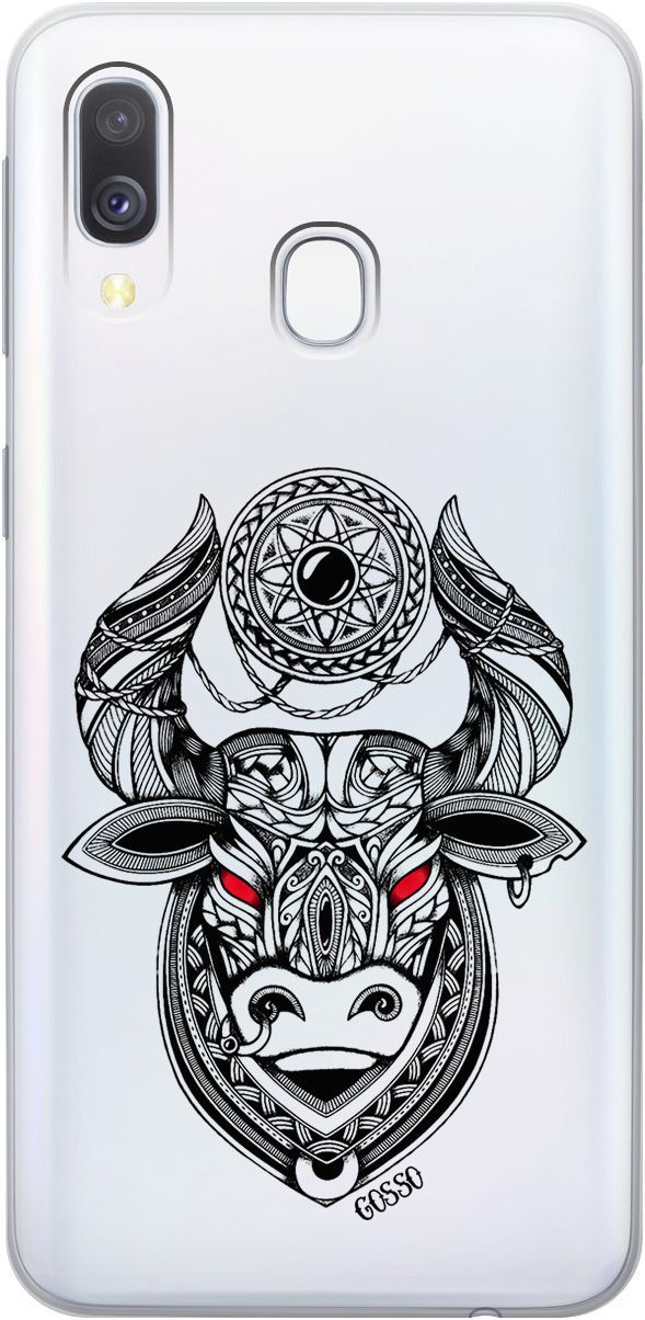 

Чехол на Honor 8A/8A Pro/Huawei Y6 (2019)/Y6 Prime (2019) "Grand Bull" прозрачный, Прозрачный;красный, 179