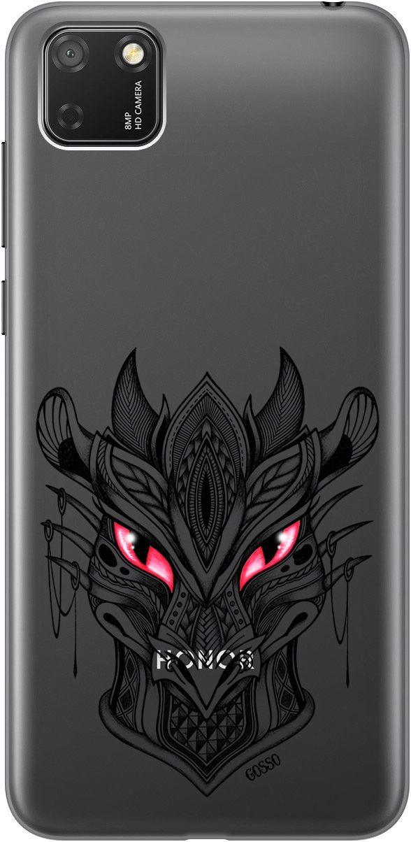 

Чехол на Honor 9S/Huawei Y5P с принтом "Dragon" прозрачный, Прозрачный;черный, 130