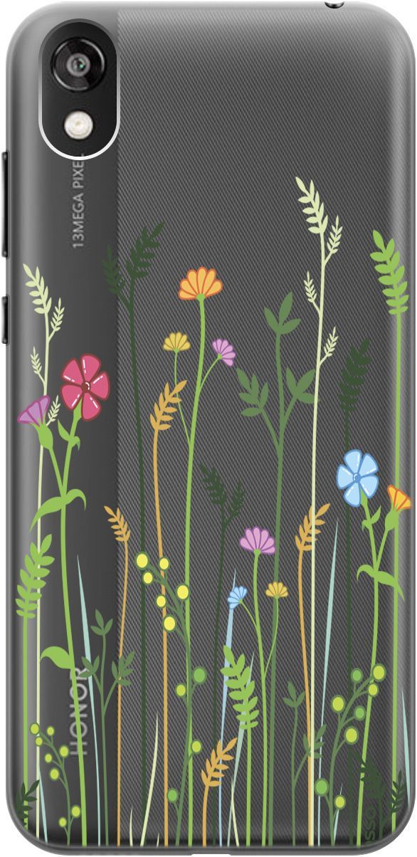

Чехол на Honor 8S/Huawei Y5 (2019) "Flowers and Fern" прозрачный, Прозрачный;желтый, 677