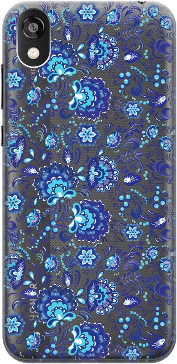 

Чехол на Honor 8S/Huawei Y5 (2019) "Gzhel" прозрачный, Прозрачный;голубой, 677