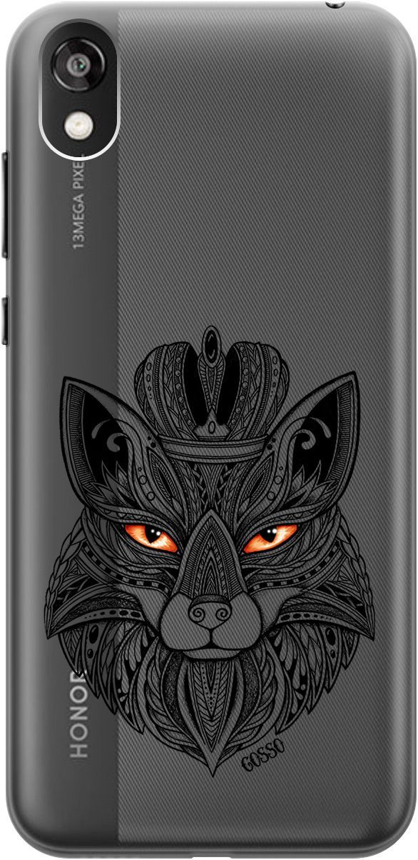 

Чехол на Honor 8S/Huawei Y5 (2019) "Fox Queen" прозрачный, Прозрачный;серый, 677