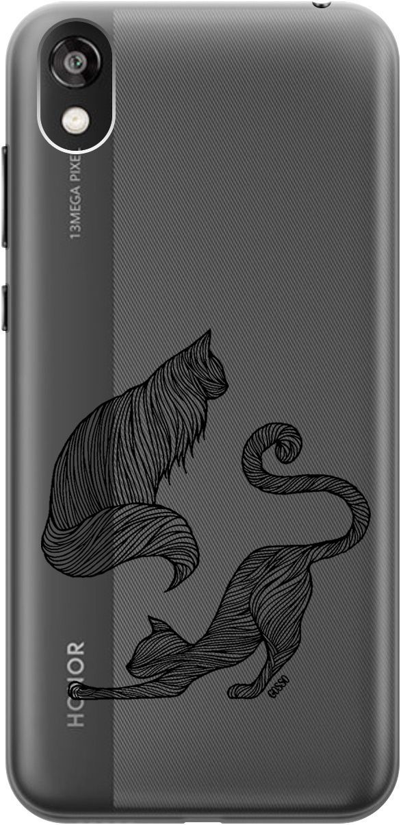 

Чехол на Honor 8S/Huawei Y5 (2019) "Lazy Cats" прозрачный, Прозрачный;серый, 677