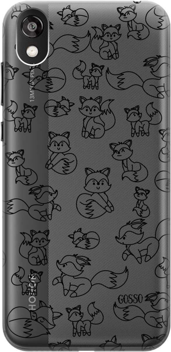 

Чехол на Honor 8S/Huawei Y5 (2019) "Funny Foxes" прозрачный, Прозрачный;черный, 677