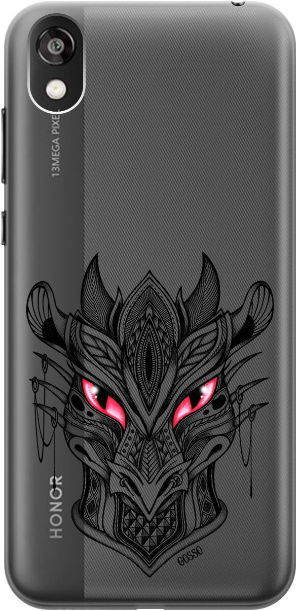 

Чехол на Honor 8S/Huawei Y5 (2019) "Dragon" прозрачный, Прозрачный;черный, 677