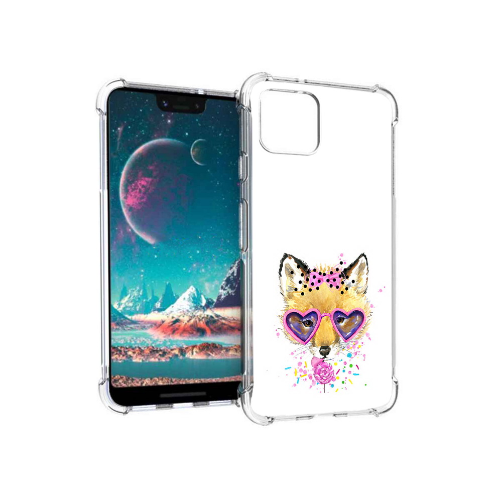 

Чехол MyPads Tocco для Google Pixel 4 лисенок с бантиком, Прозрачный, Tocco