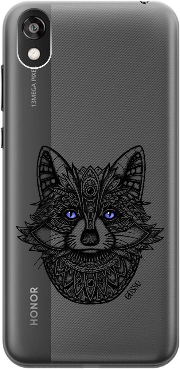 

Чехол на Honor 8S/Huawei Y5 (2019) "Grand Raccoon" прозрачный, Прозрачный;синий, 677