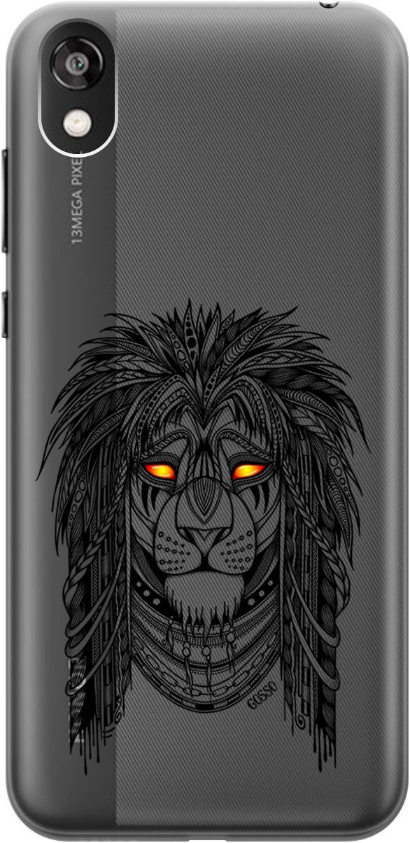 

Чехол на Honor 8S/Huawei Y5 (2019) "Grand Leo" прозрачный, Прозрачный;красный, 677