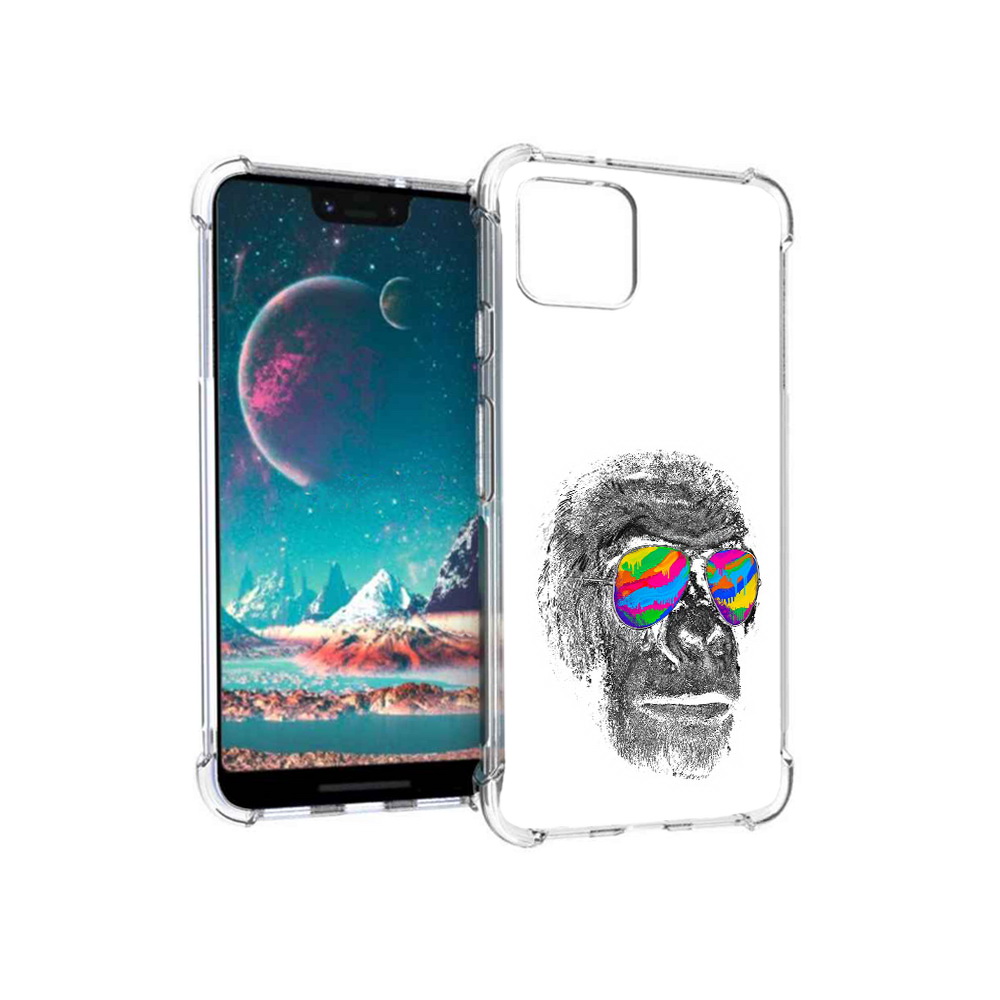 

Чехол MyPads Tocco для Google Pixel 4 крутая обезьяна в очках, Прозрачный, Tocco