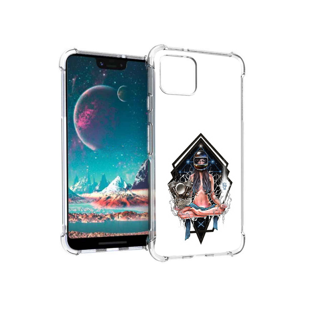 

Чехол MyPads Tocco для Google Pixel 4 красивая девушка в шлеме, Прозрачный, Tocco